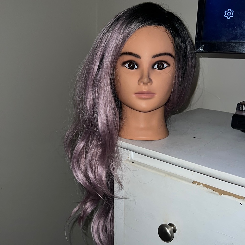 dusty purple lace front wig great quality with Hollywood waves nicki minaj
